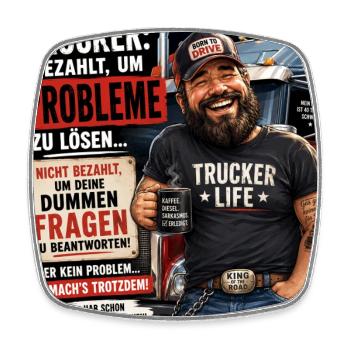 Trucker Life Motiv Kraft und Humor - Viereckiger Kühlschrankmagnet - Weiß - Vorne