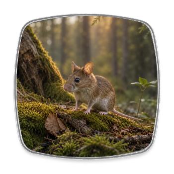 Souris des forêts / souris sous le soleil du soir - Magnet carré - blanc - Devant