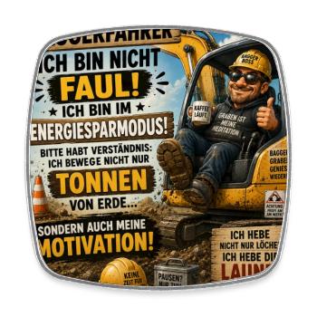 Bauarbeiter Motivation Energiesparmodus - Viereckiger Kühlschrankmagnet - Weiß - Vorne