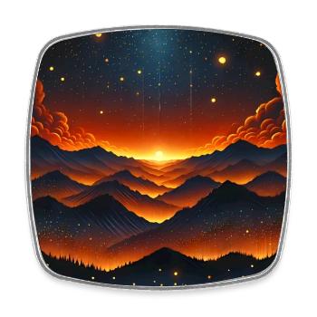 Glowing sunset over Bergen - Square fridge magnet - white - Front