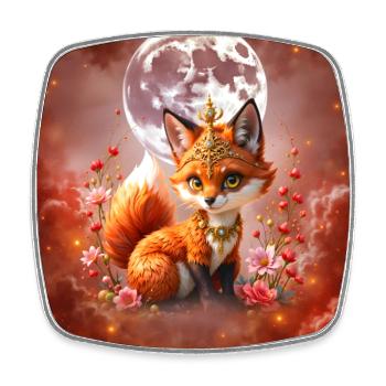 Lunar Fox mit Juwelen - Viereckiger Kühlschrankmagnet - Weiß - Vorne