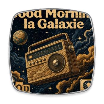 Bonne Matinée Galaxie Rétro Radio - Magnet carré - blanc - Devant
