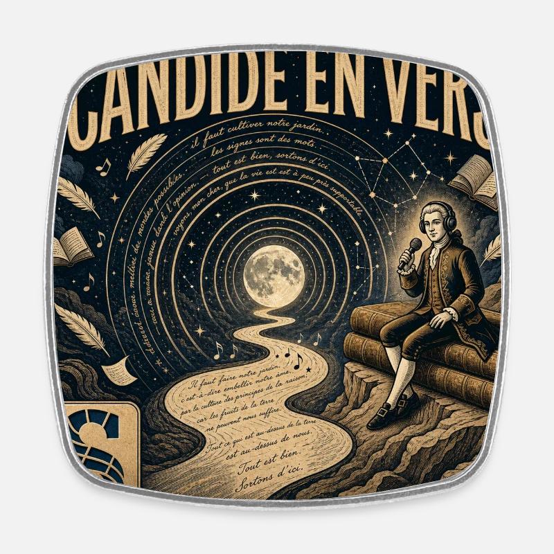 Candide en Vers Conte Lyrique Nocturne - Magnet carré - blanc