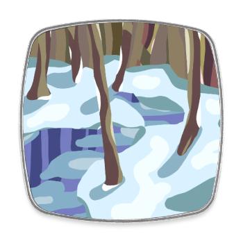 Winter Forest in Cold Shades - Square fridge magnet - white - Front