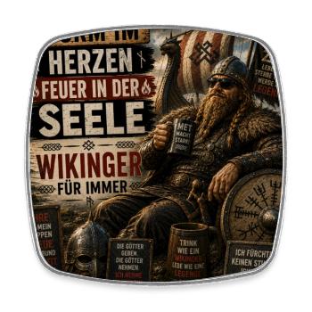 Sturm im Herzen Wikinger Für Immer - Viereckiger Kühlschrankmagnet - Weiß - Vorne