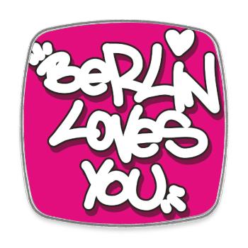 BLY_Berlin lovey you - Pink Sticker - Viereckiger Kühlschrankmagnet - Weiß - Vorne