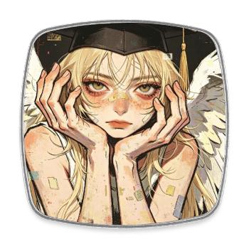 Abschlussfeier Angel Winged - Viereckiger Kühlschrankmagnet - Weiß - Vorne