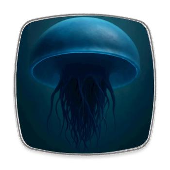 Midnight blue jellyfish - Square fridge magnet - white - Front