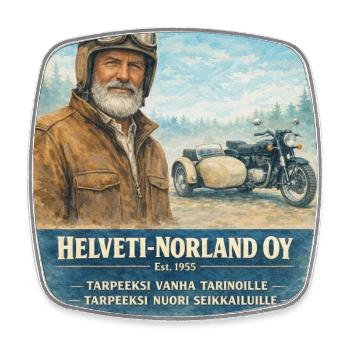 Helveti-Norland OY – Legende auf 3 Rädern - Viereckiger Kühlschrankmagnet - Weiß - Vorne