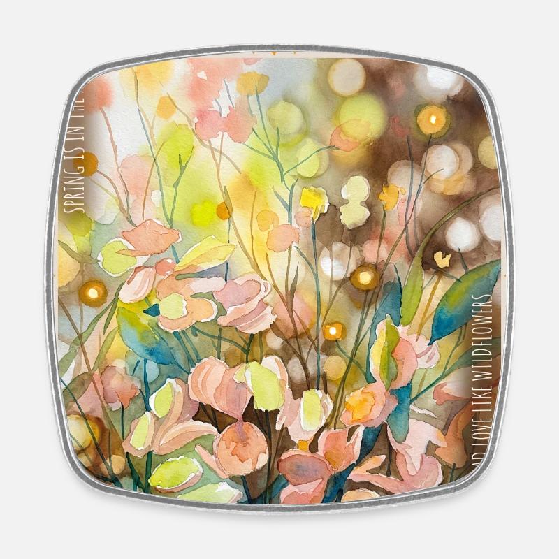 Richesse florale aquarelle - Magnet carré - blanc