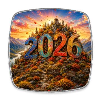 2026 Bergreise: Neue Chancen - Viereckiger Kühlschrankmagnet - Weiß - Vorne
