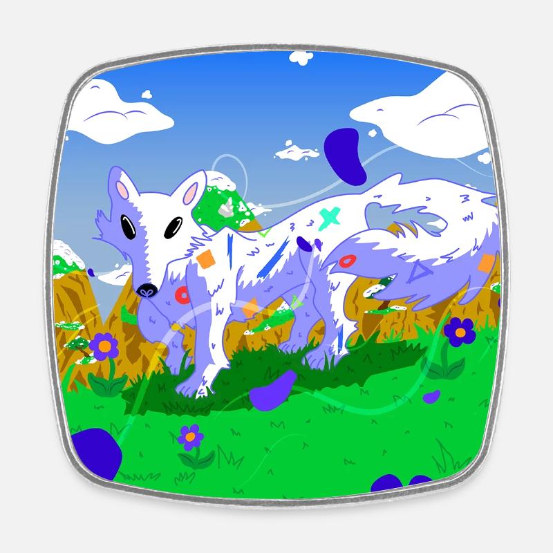 loup_blanc - Square fridge magnet - white
