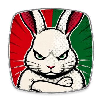 Hase mit Null-Bock auf Weihnachten - Viereckiger Kühlschrankmagnet - Weiß - Vorne