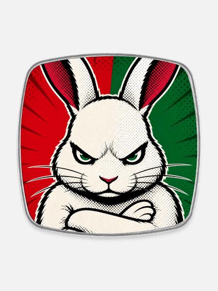 Hase mit Null-Bock auf Weihnachten - Viereckiger Kühlschrankmagnet - Weiß