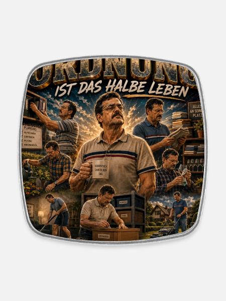 Ordnung ist das halbe Leben - Viereckiger Kühlschrankmagnet - Weiß