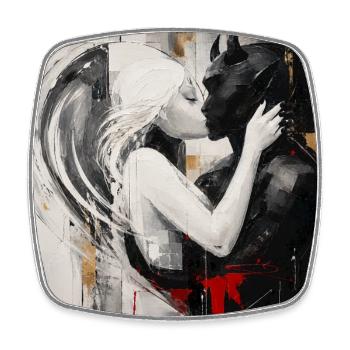 Light meets shadow Lovers - Square fridge magnet - white - Front