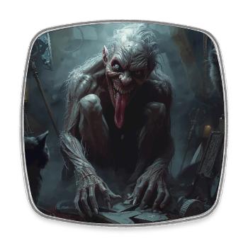 Ghoul in the Basement – The Terrifying Demon of the Night - Square fridge magnet - white - Front