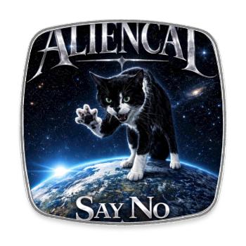 ALIENCAT Say No  - Viereckiger Kühlschrankmagnet - Weiß - Vorne