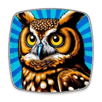 owl - Square fridge magnet - white - Front