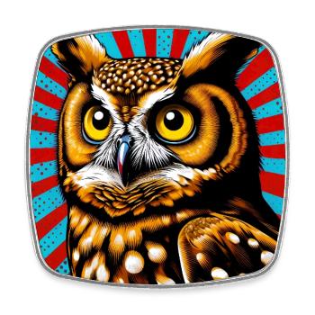 owl - Square fridge magnet - white - Front