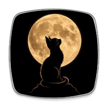 Wolfssilhouette unter Vollmond - Viereckiger Kühlschrankmagnet - Weiß - Vorne