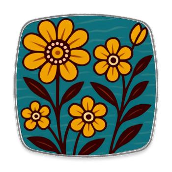 Sonnenblumen im Tealfeld - Viereckiger Kühlschrankmagnet - Weiß - Vorne