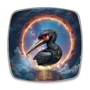 Stellar Ibis with Cosmic Ring - Square fridge magnet - white - Front