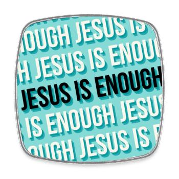 Jesus Is Enough Christian Pattern Art - Square fridge magnet - white - Front