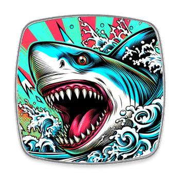 Requin - Magnet carré - blanc - Devant