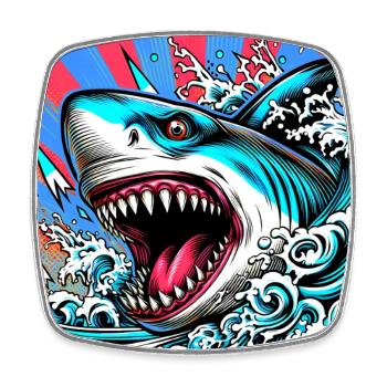 Requin - Magnet carré - blanc - Devant