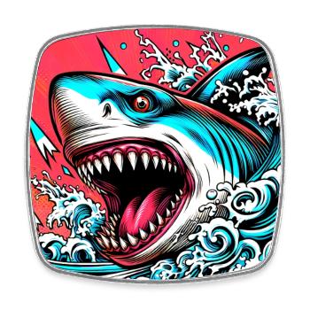 Requin - Magnet carré - blanc - Devant