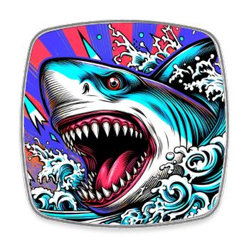 Requin - Magnet carré - blanc - Devant