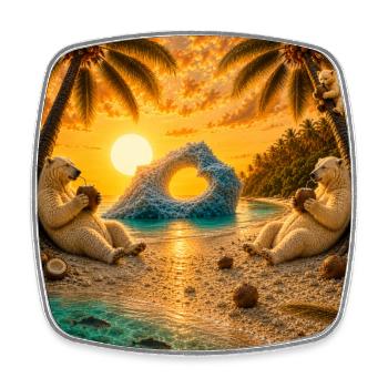Rêve tropical arctique avec des ours - Magnet carré - blanc - Devant