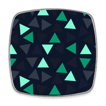 Motif géométrique en triangle Motif menthe foncé - Magnet carré - blanc - Devant