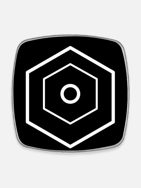 Logo hexagonal à plusieurs niveaux noir - Magnet carré - blanc