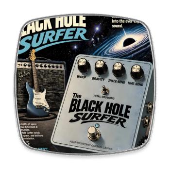 The Black Hole Surfer — Vintage-Space-Rock-Gitarre - Viereckiger Kühlschrankmagnet - Weiß - Vorne
