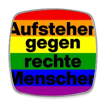 AUFSTEHEN GEGEN RECHTE MENSCHEN, NIE WIEDER - Viereckiger Kühlschrankmagnet - Weiß - Vorne