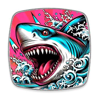 Requin - Magnet carré - blanc - Devant