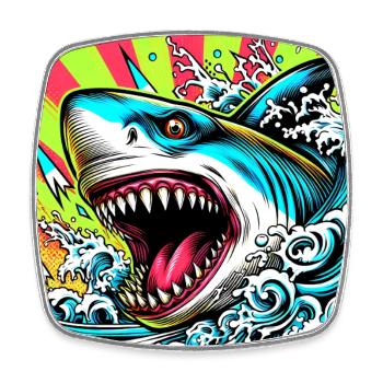 Requin - Magnet carré - blanc - Devant