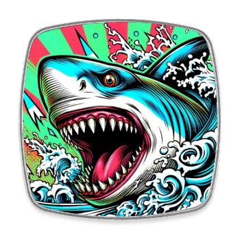 Requin - Magnet carré - blanc - Devant