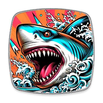 Requin - Magnet carré - blanc - Devant