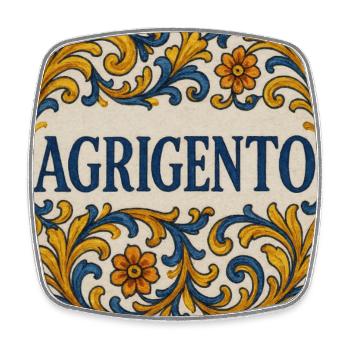 Agrigento Majolika Ornament - Viereckiger Kühlschrankmagnet - Weiß - Vorne