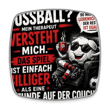 Fussballtherapie: Spiel auf der Couch - Viereckiger Kühlschrankmagnet - Weiß - Vorne