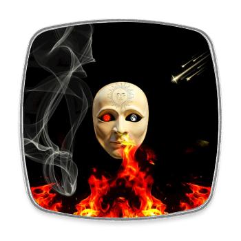 Masque d’Enfer : Soleil Céleste - Magnet carré - blanc - Devant