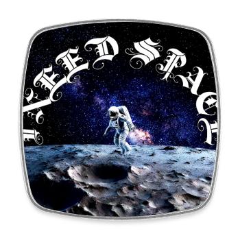 Astronaut on Moon Arc Cosmic Text - Square fridge magnet - white - Front