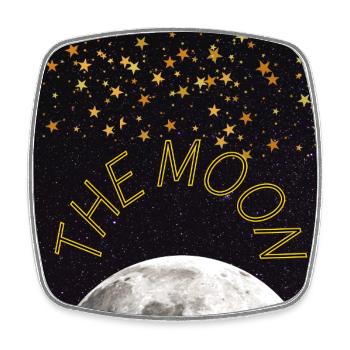Moon Neon Arc on Starry Night - Square fridge magnet - white - Front