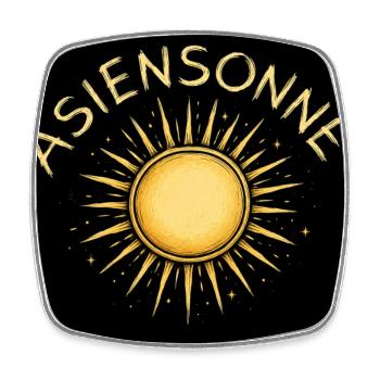 Asian Sun Gold Beam - Square fridge magnet - white - Front