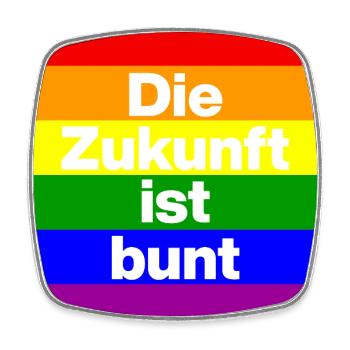 DIE ZUKUNFT IST BUNT, NIE WIEDER, FRIEDEN, NO NZS - Viereckiger Kühlschrankmagnet - Weiß - Vorne