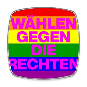 WÄHLEN GEGEN DIE RECHTEN, DEMOKRATIE, NO NZS - Viereckiger Kühlschrankmagnet - Weiß - Vorne