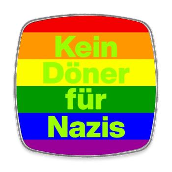 KEIN DÖNER FÜR NAZIS, NIE WIEDER IST JETZT, NO NZS - Viereckiger Kühlschrankmagnet - Weiß - Vorne